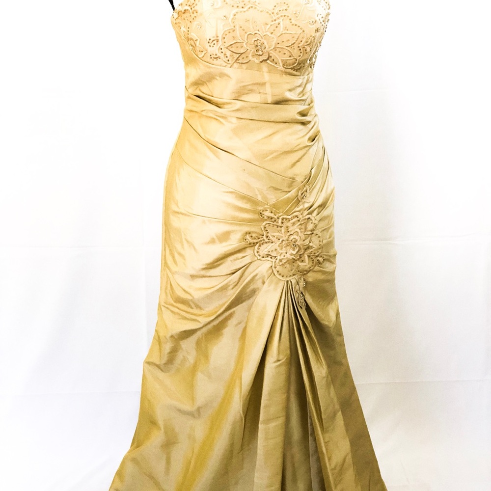 Gold strapless dress